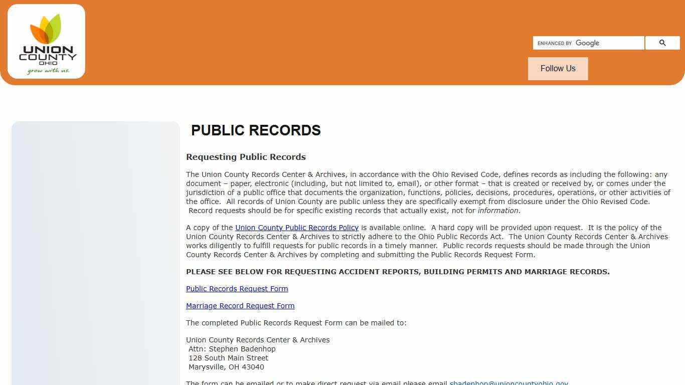 Union County, Ohio - Public Records