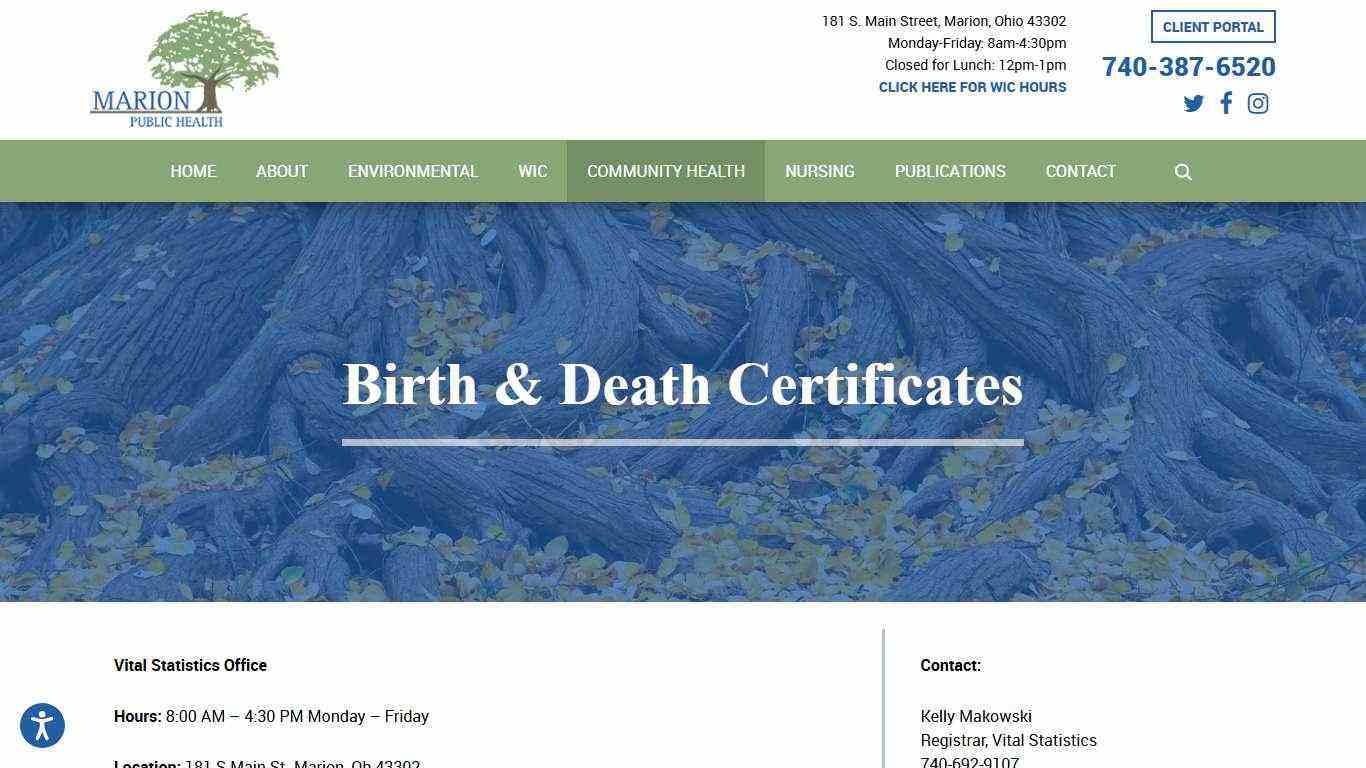 Birth & Death Certificates - Marion Public Health